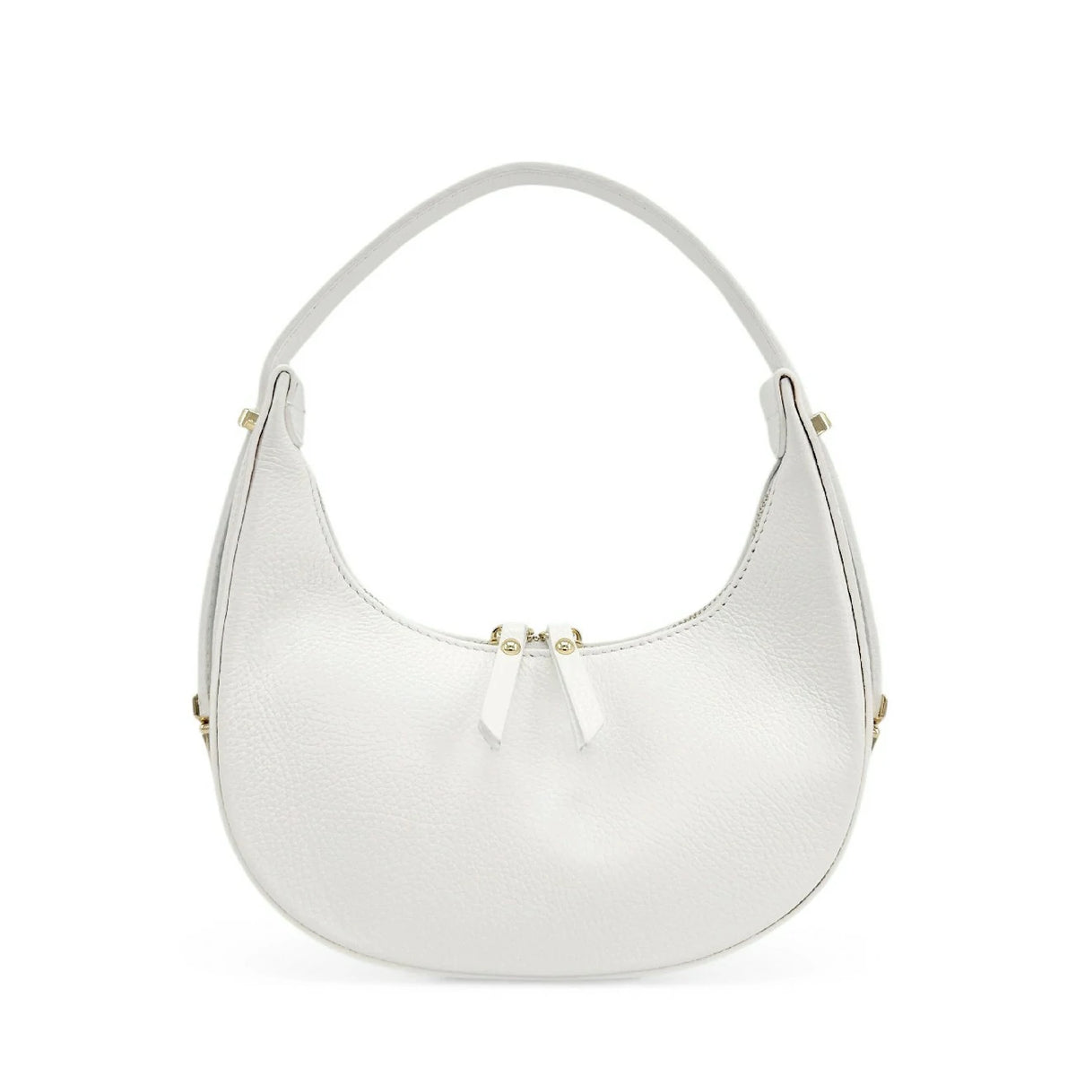 Halbmond-Tasche aus genarbtem Leder SILOE Weiß