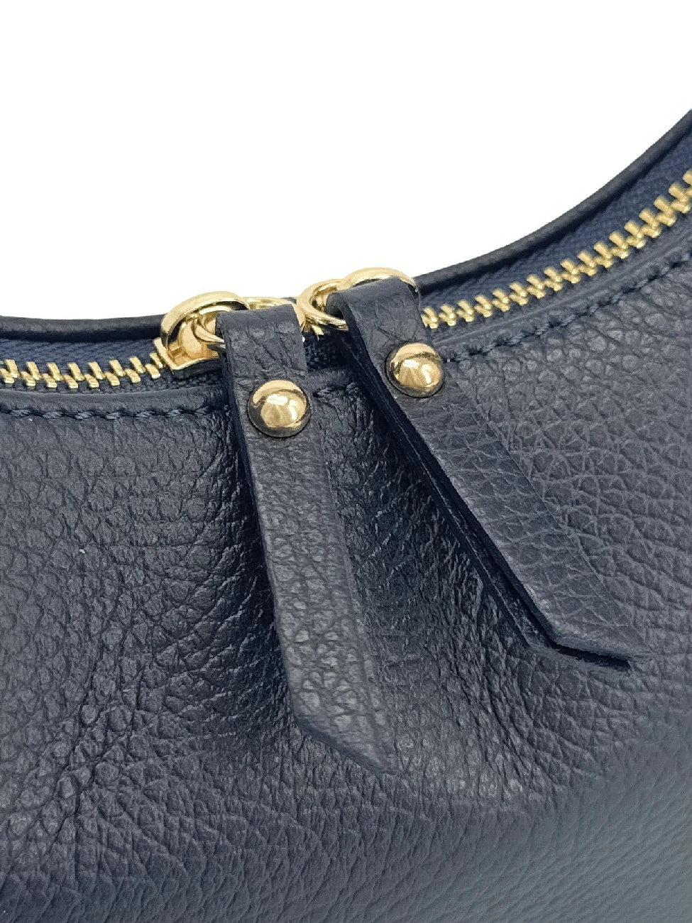 Halbmond-Tasche aus genarbtem Leder SILOE Marineblau