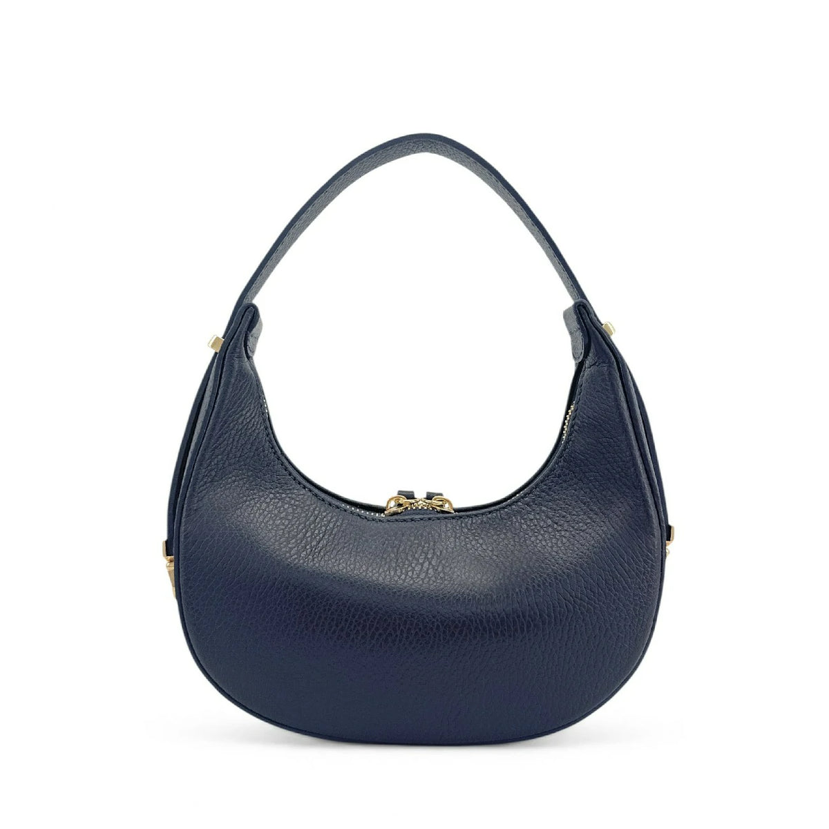 Halbmond-Tasche aus genarbtem Leder SILOE Marineblau