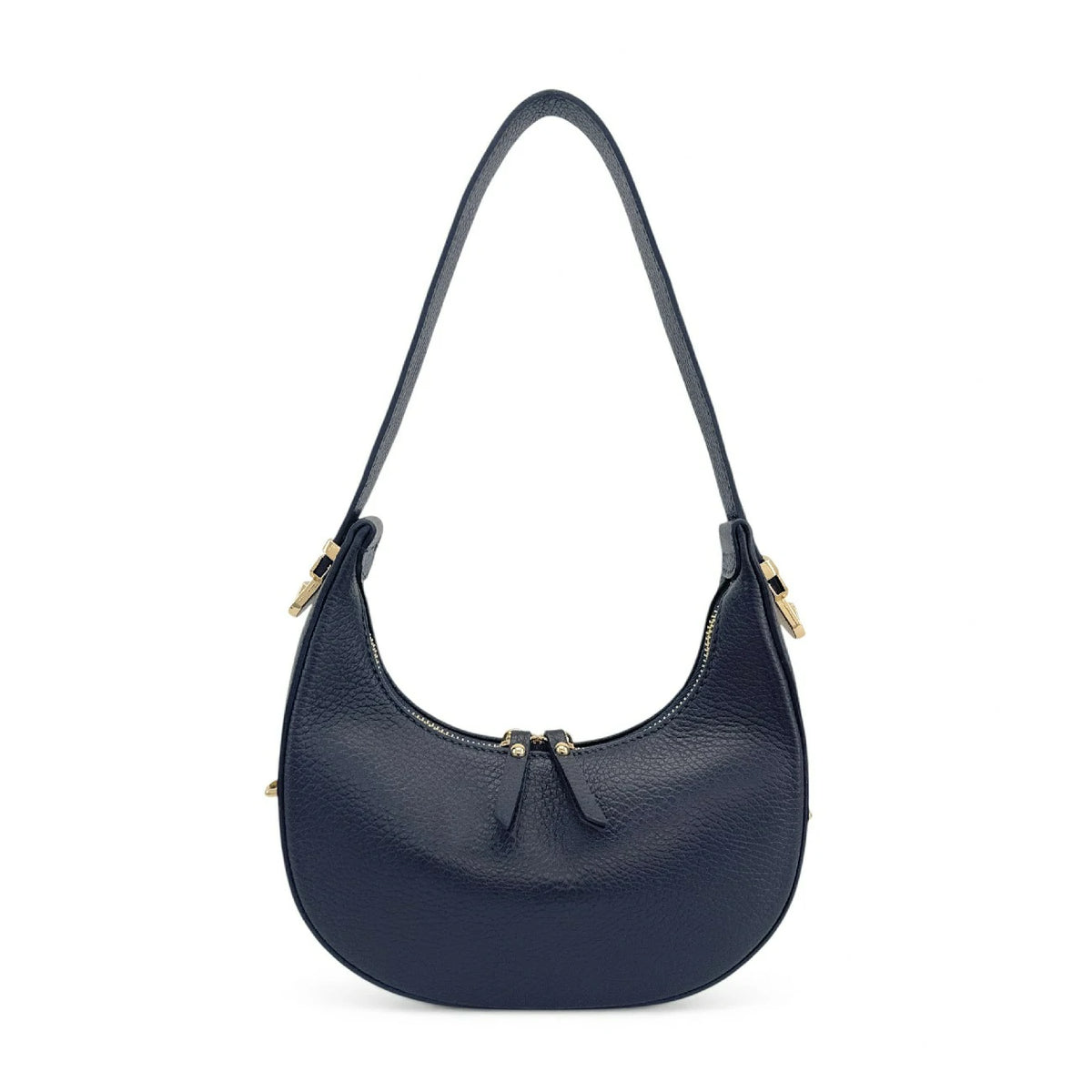 Halbmond-Tasche aus genarbtem Leder SILOE Marineblau