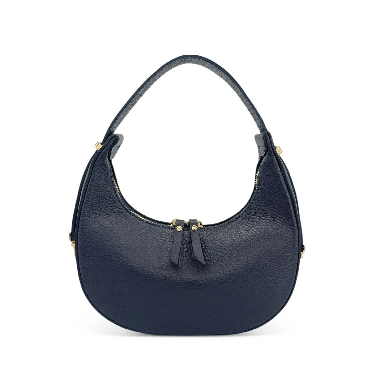 Halbmond-Tasche aus genarbtem Leder SILOE Marineblau