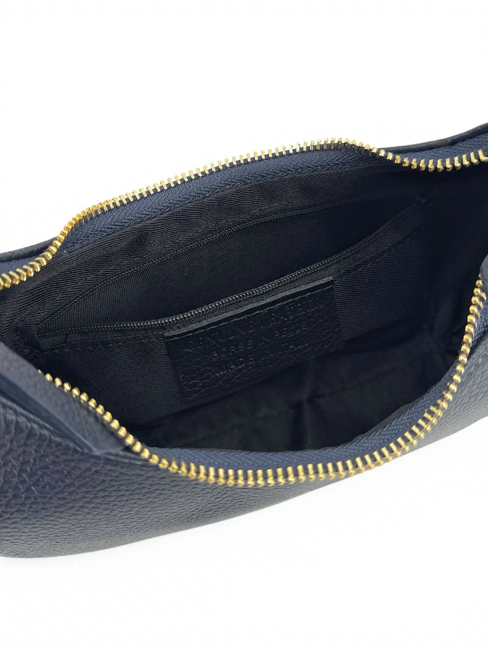 Halbmond-Tasche aus genarbtem Leder SILOE Marineblau