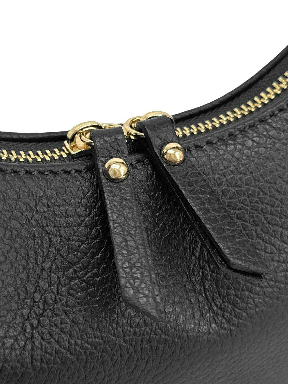 Halbmond-Tasche aus genarbtem Leder SILOE Schwarz