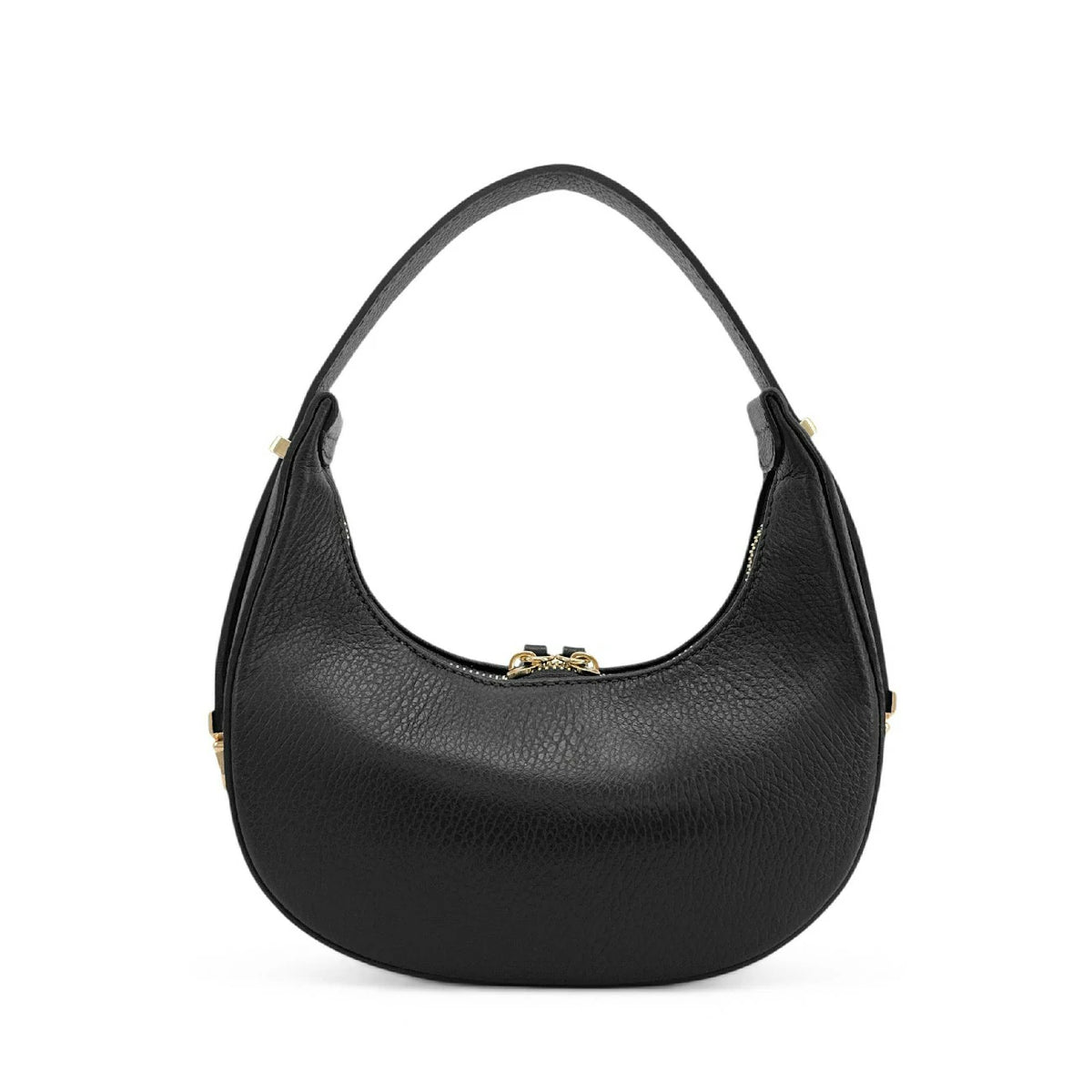 Halbmond-Tasche aus genarbtem Leder SILOE Schwarz
