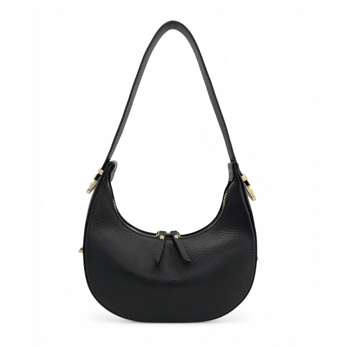 Halbmond-Tasche aus genarbtem Leder SILOE Schwarz