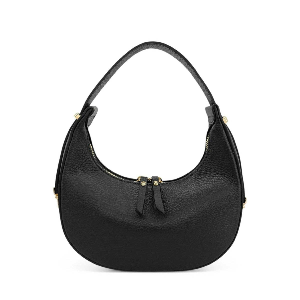 Halbmond-Tasche aus genarbtem Leder SILOE Schwarz