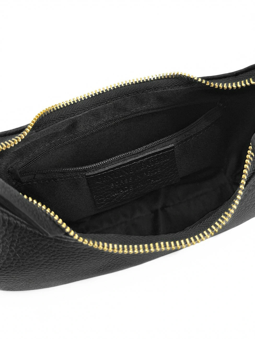 Halbmond-Tasche aus genarbtem Leder SILOE Schwarz