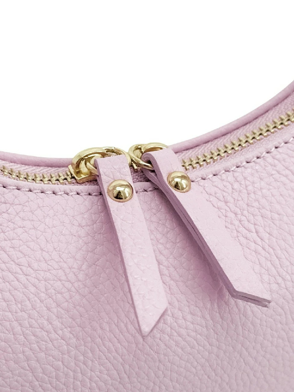 Halbmond-Tasche aus genarbtem Leder SILOE Pastellrosa