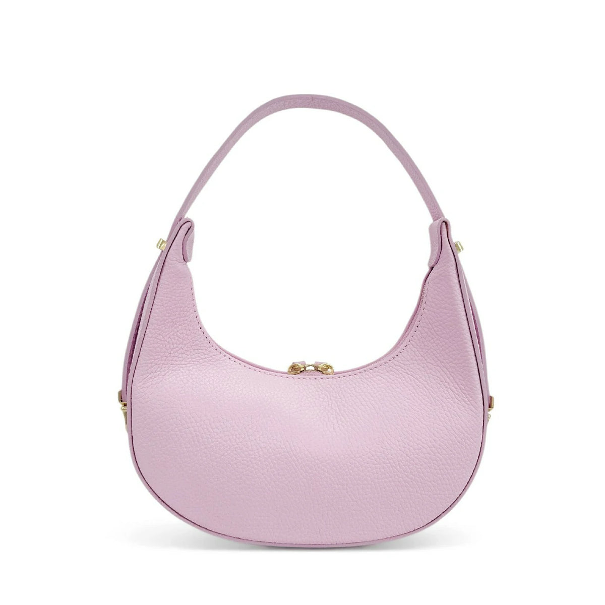 Halbmond-Tasche aus genarbtem Leder SILOE Pastellrosa