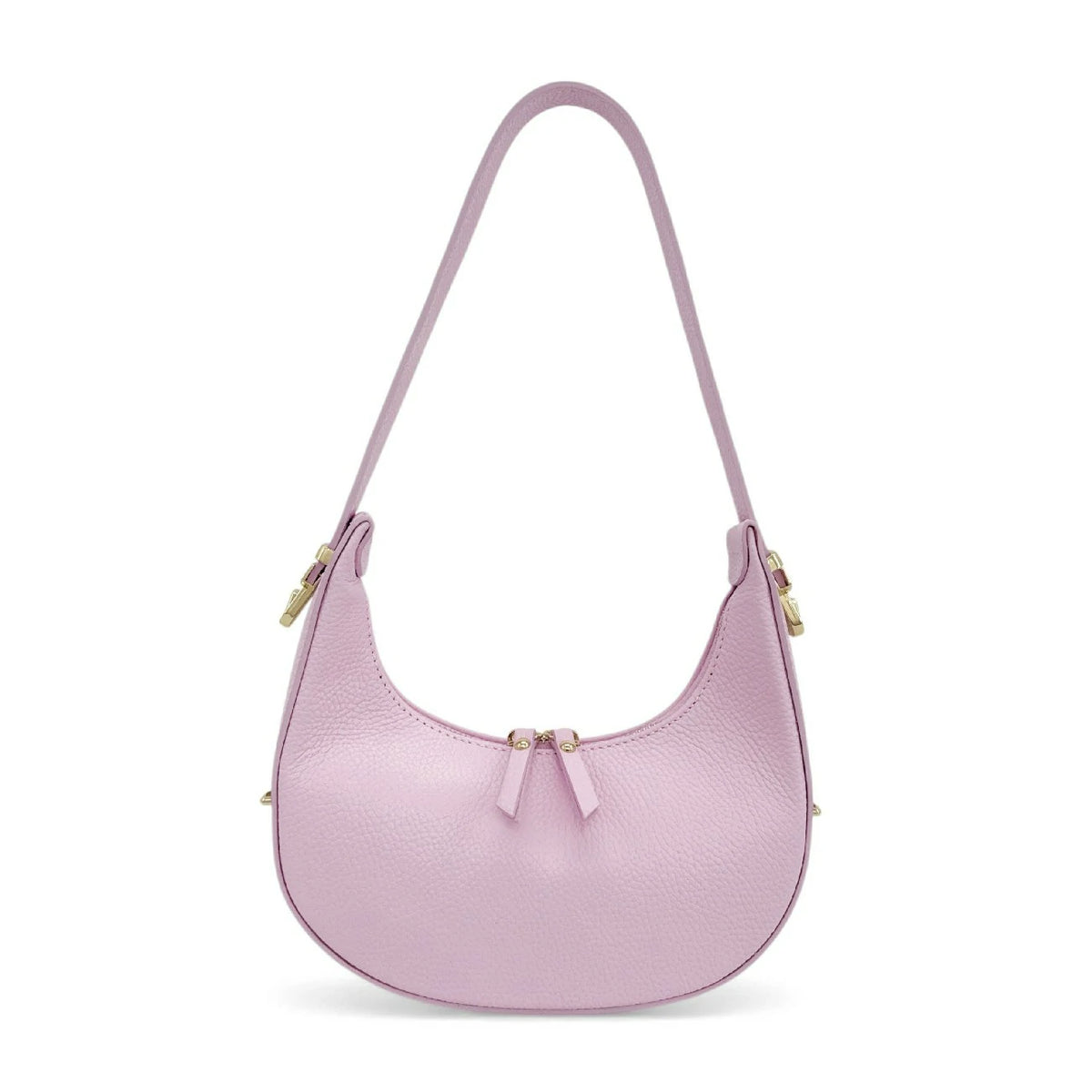Halbmond-Tasche aus genarbtem Leder SILOE Pastellrosa