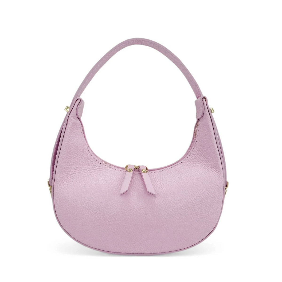 Halbmond-Tasche aus genarbtem Leder SILOE Pastellrosa