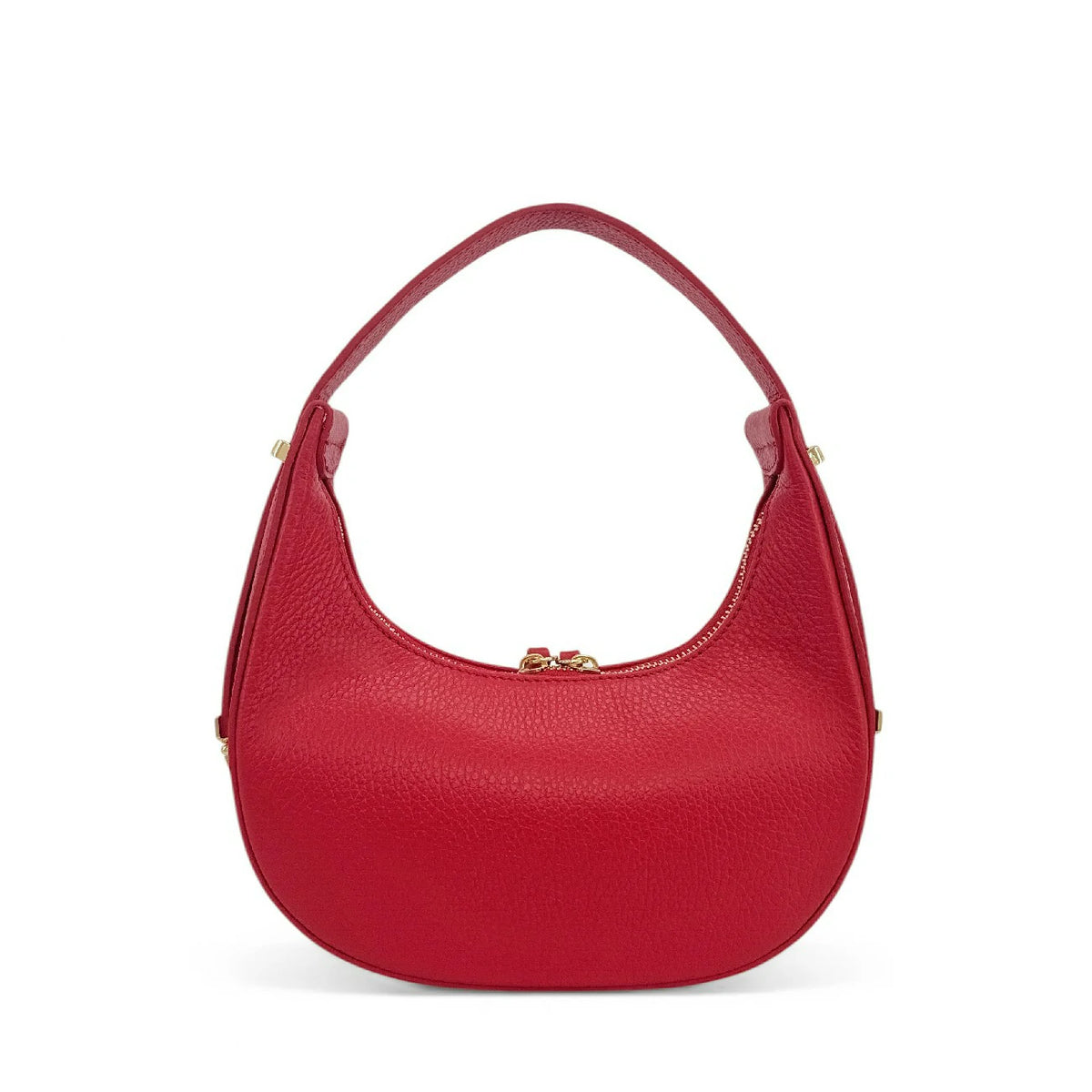 Halbmond-Tasche aus genarbtem Leder SILOE Krapprot