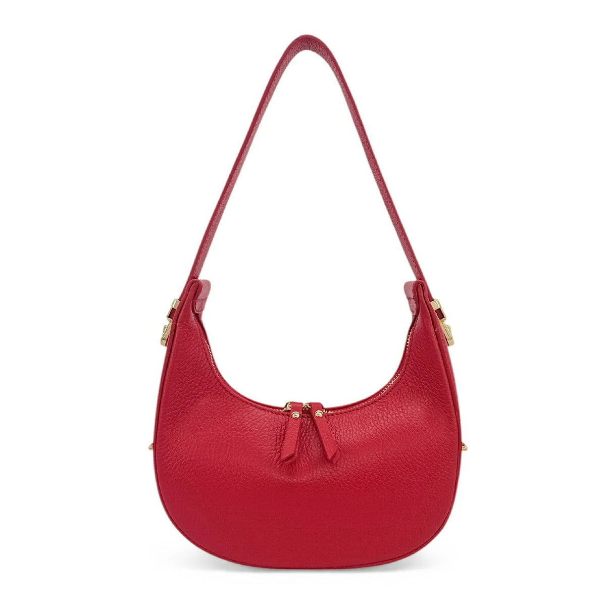 Halbmond-Tasche aus genarbtem Leder SILOE Krapprot
