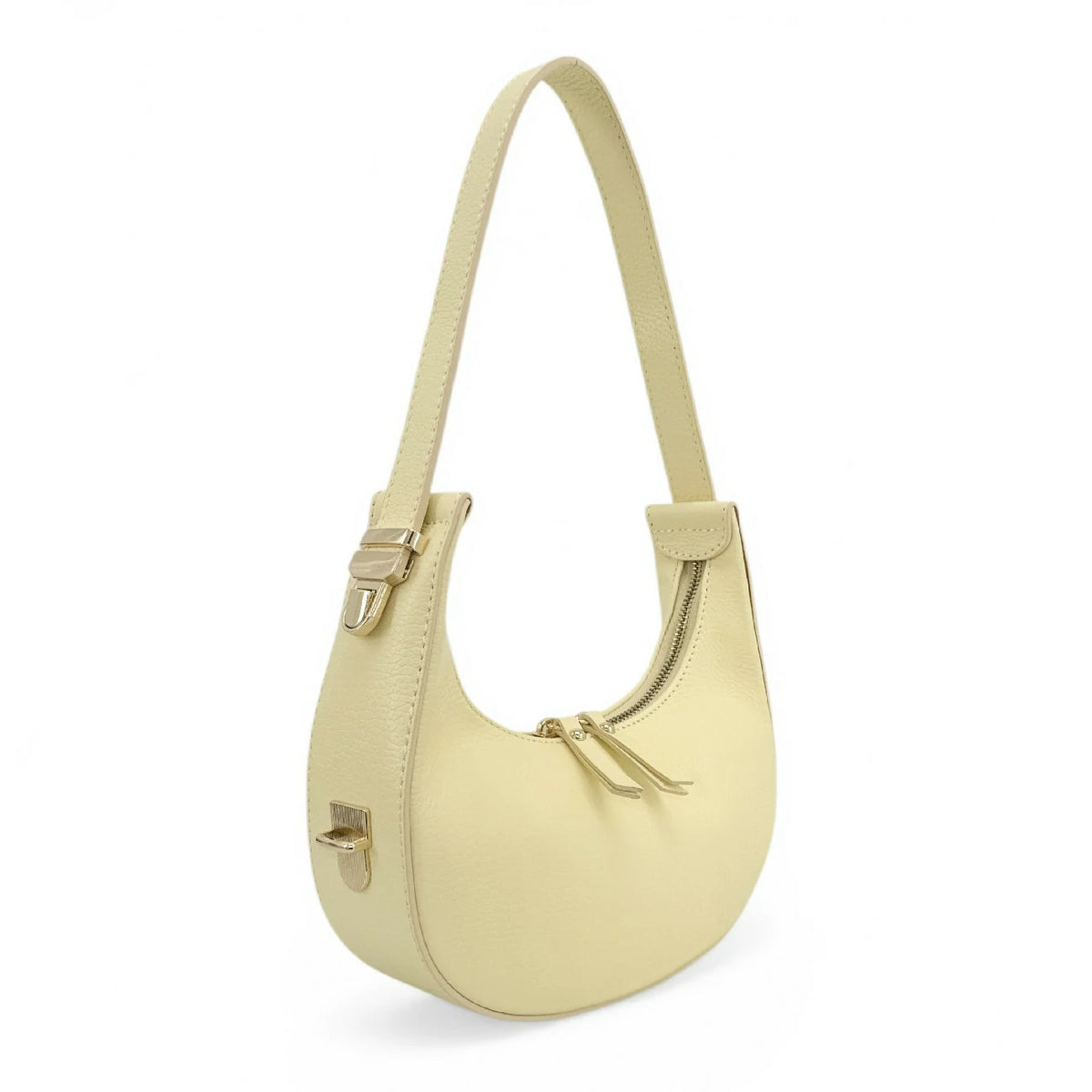 Halbmondtasche aus genarbtem Leder SILOE Softgelb
