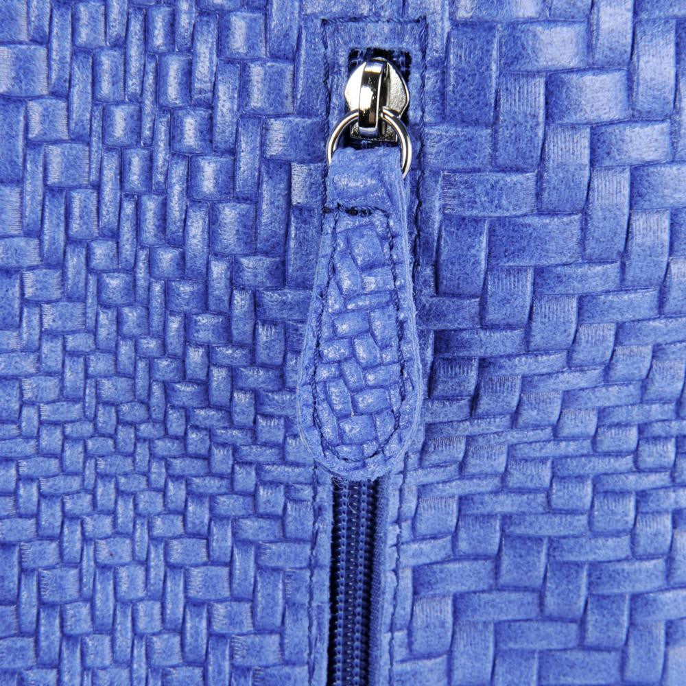 Sac HOBO en cuir embossé tressage MANDALAY Bleu roi