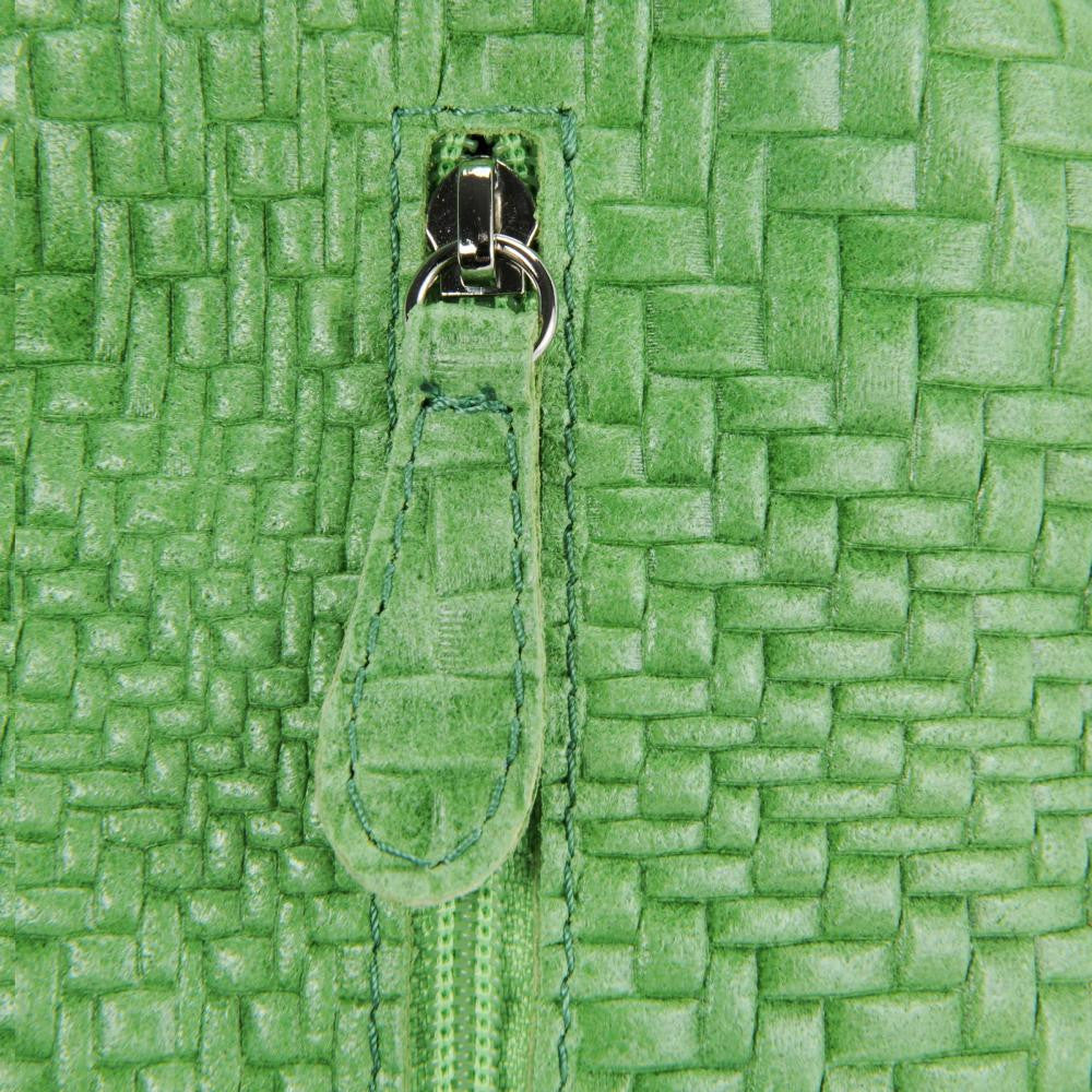 Sac HOBO en cuir embossé tressage MANDALAY Vert anglais