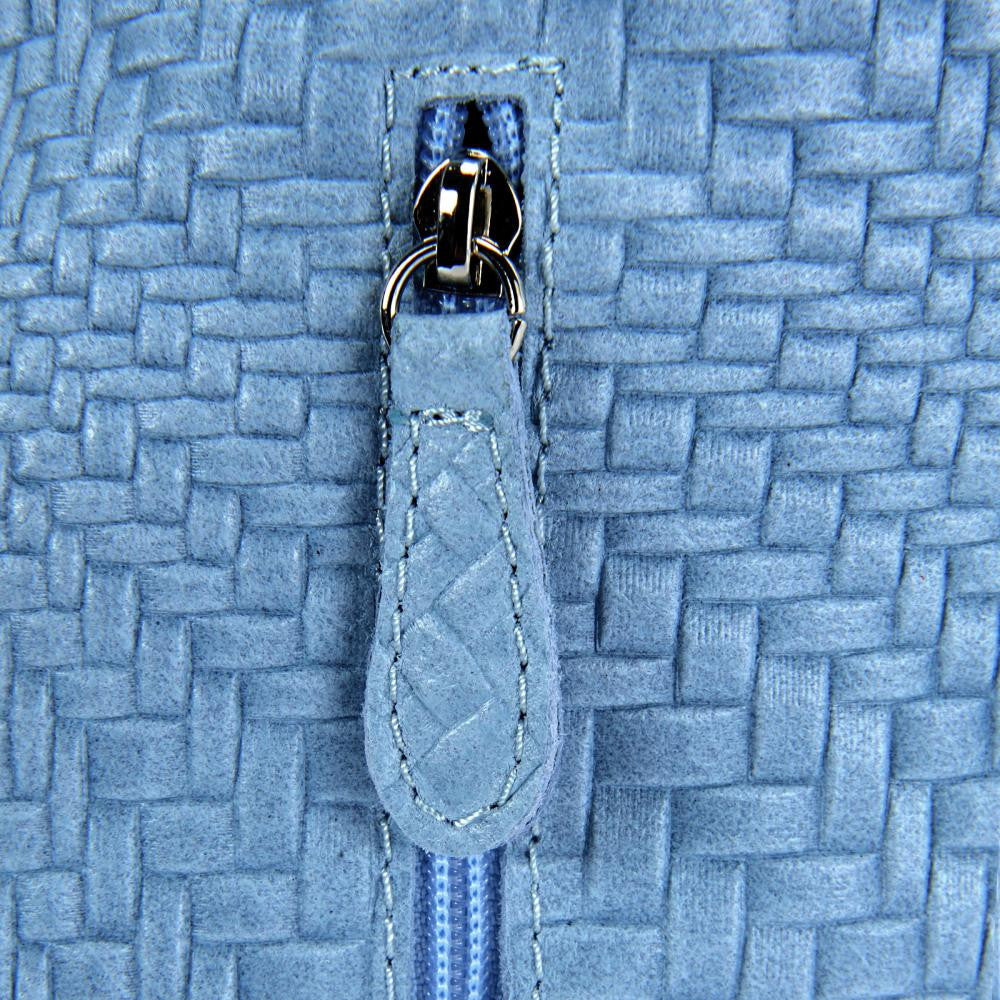 Sac HOBO en cuir embossé tressage MANDALAY Bleu pastel