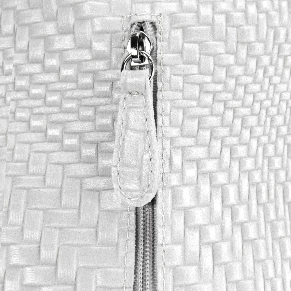 Sac HOBO en cuir embossé tressage MANDALAY Blanc
