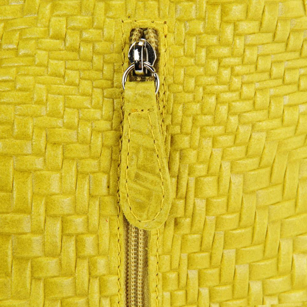 Sac HOBO en cuir embossé tressage MANDALAY Jaune tournesol