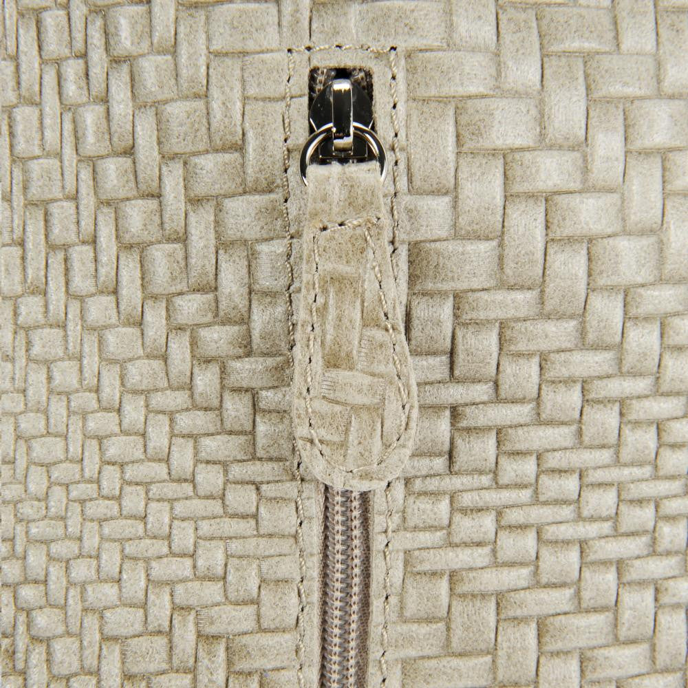 Sac HOBO en cuir embossé tressage MANDALAY Taupe clair