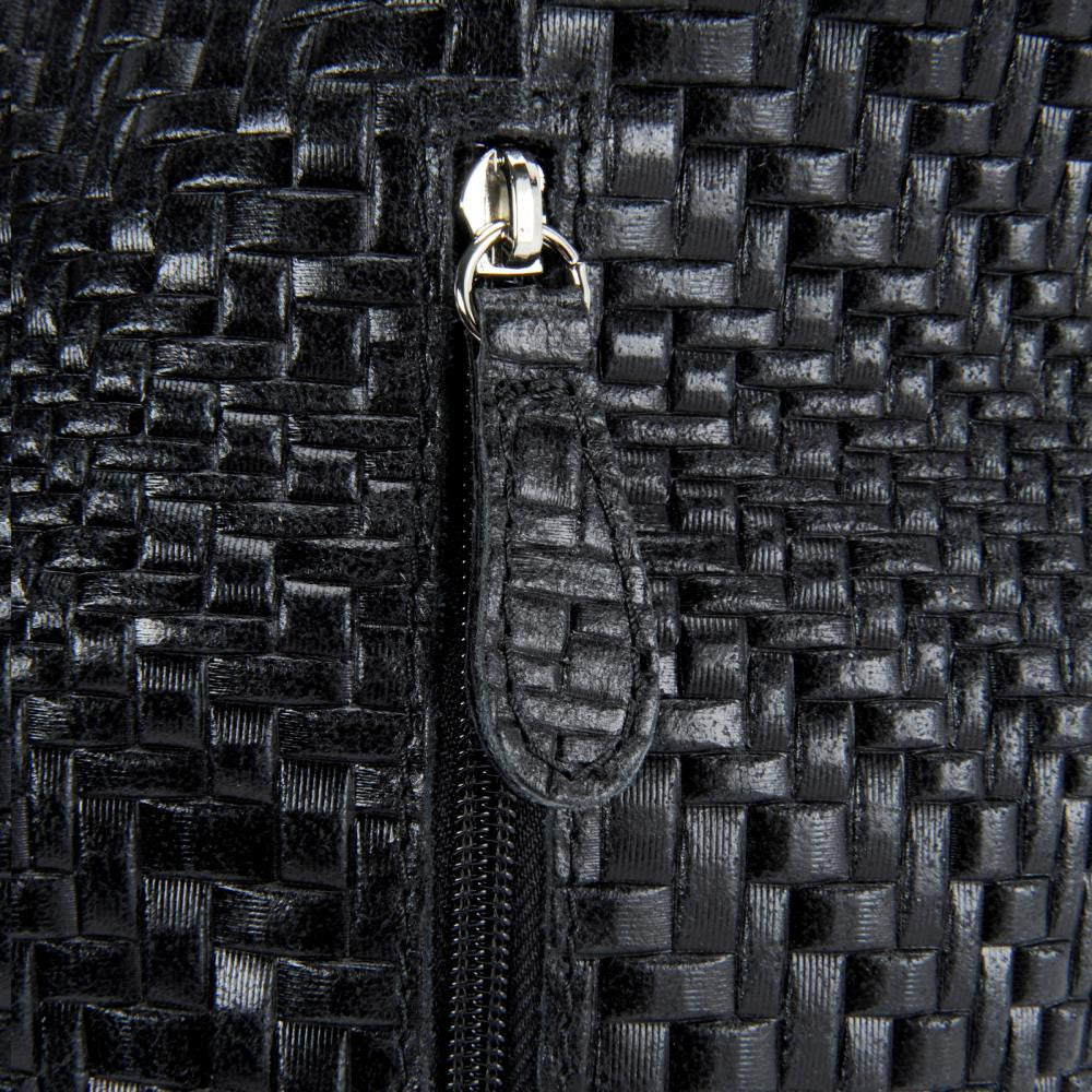 Sac HOBO en cuir embossé tressage MANDALAY Noir