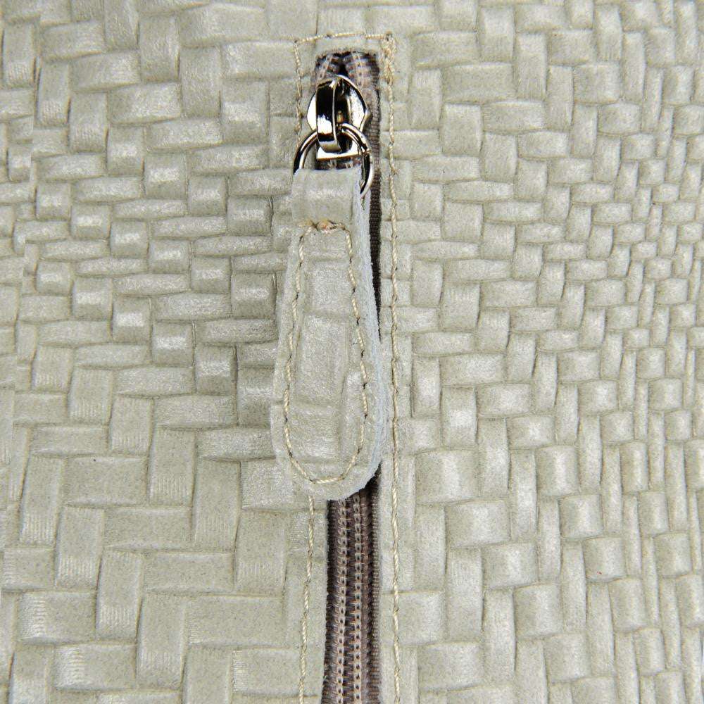 Sac HOBO en cuir embossé tressage MANDALAY Beige crème