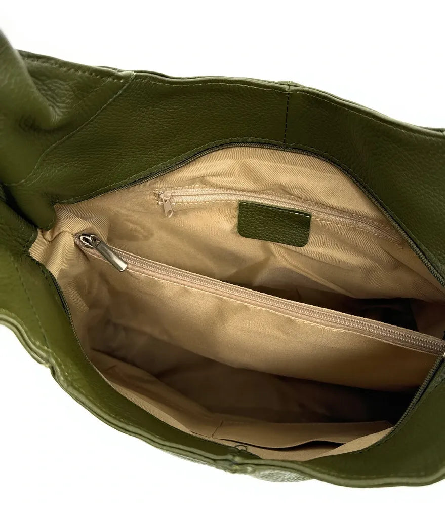 Sac HOBO en cuir grainé ELLEN Kaki