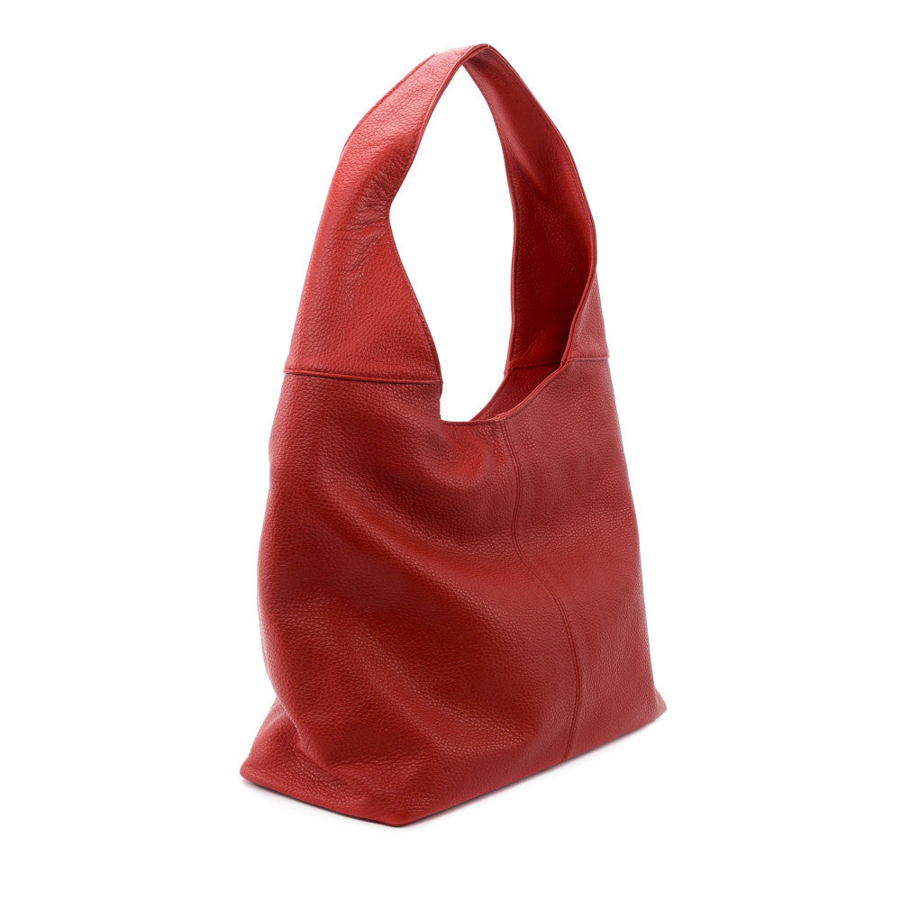 Sac HOBO en cuir grainé ELLEN Rouge garance