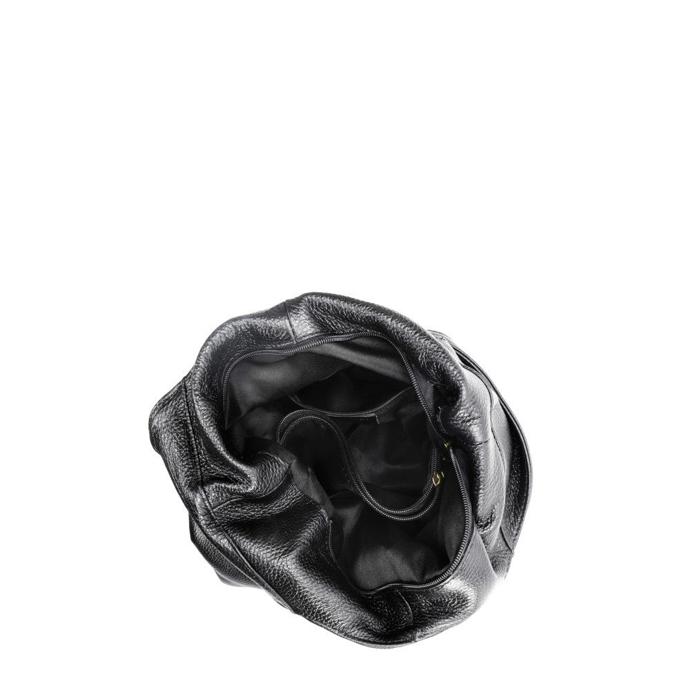Sac HOBO en cuir grainé ELLEN Noir
