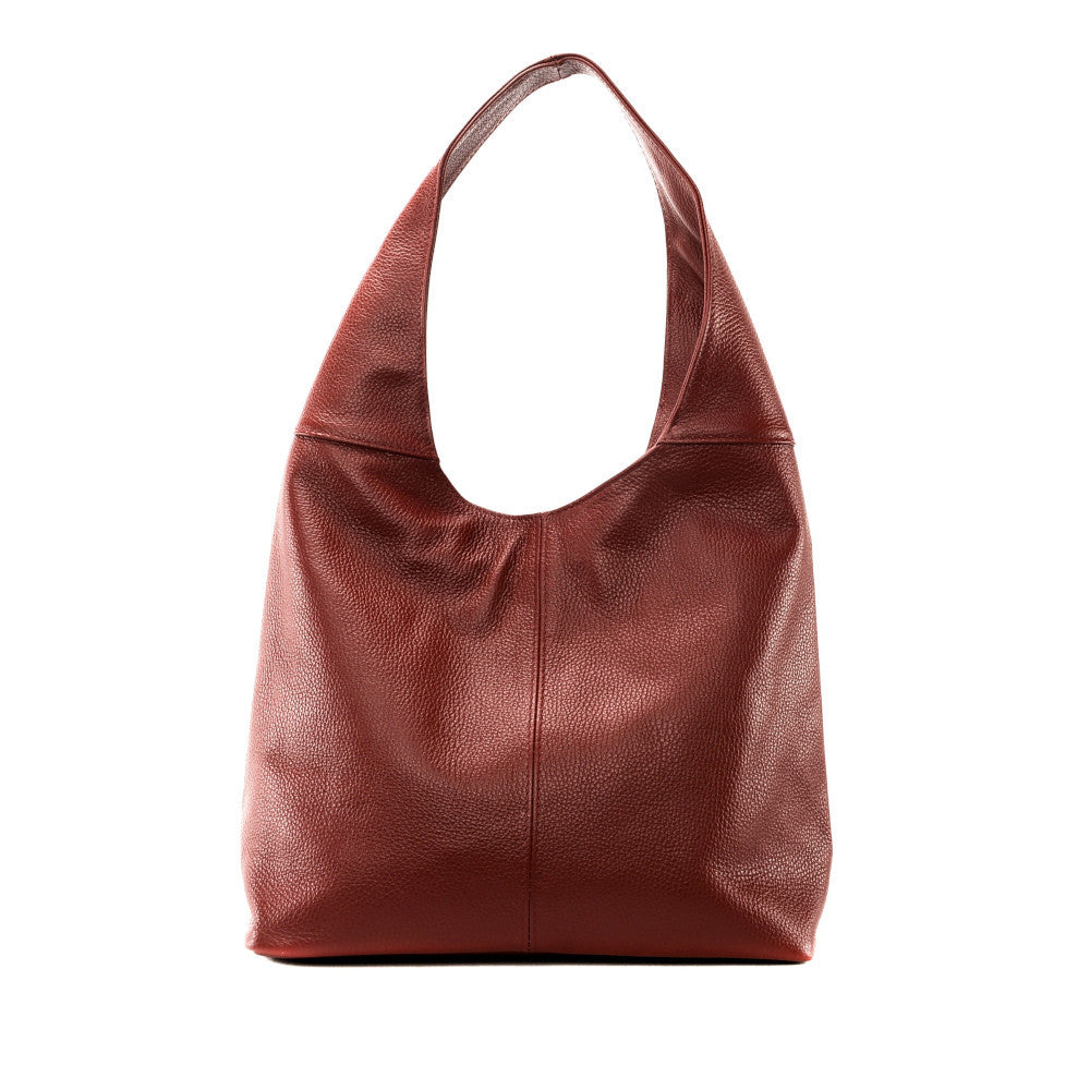 Sac HOBO en cuir grainé ELLEN Rouge foncé