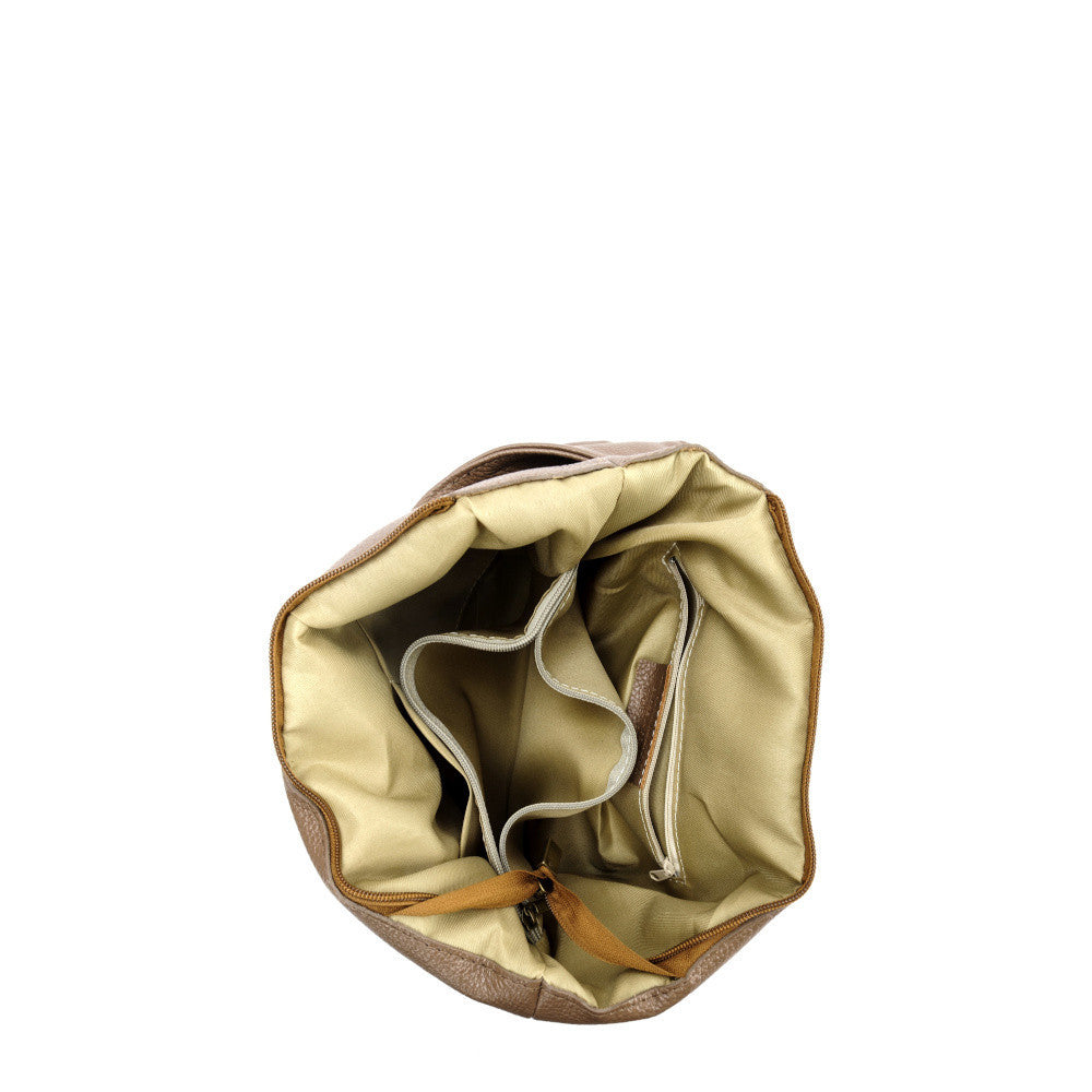 Sac HOBO en cuir grainé ELLEN Taupe foncé