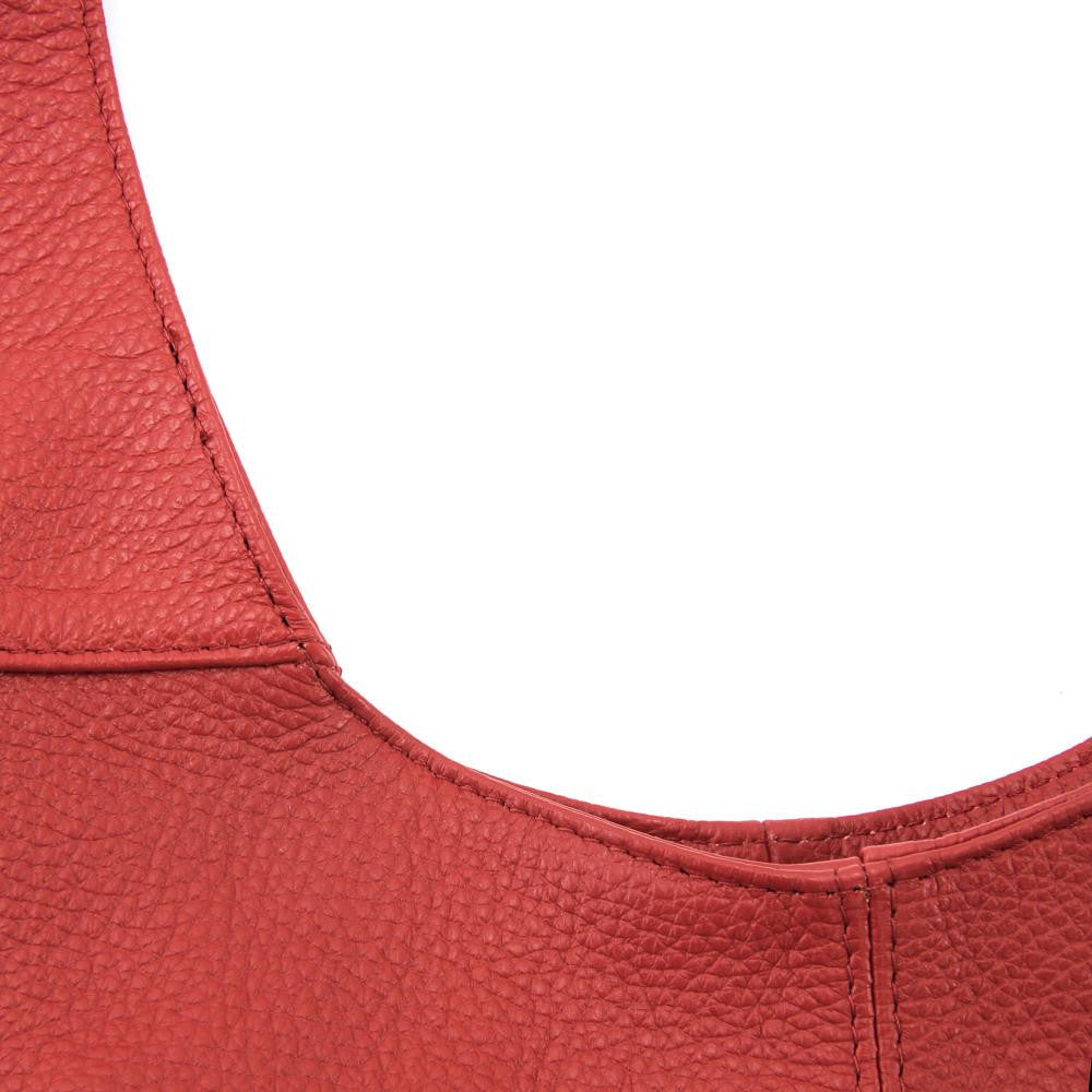 Sac HOBO en cuir grainé ELLEN Rouge garance