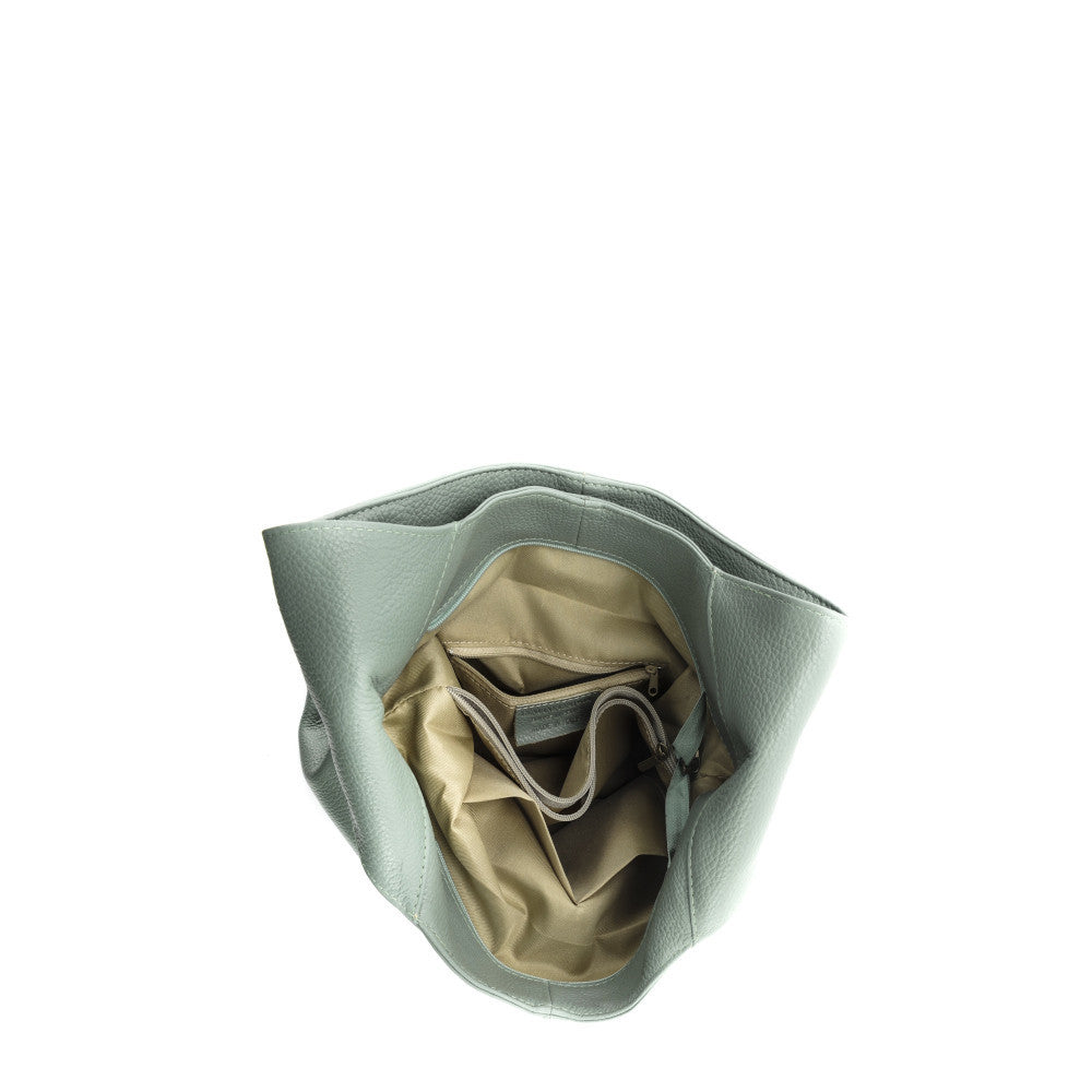 Sac HOBO en cuir grainé ELLEN Vert pastel