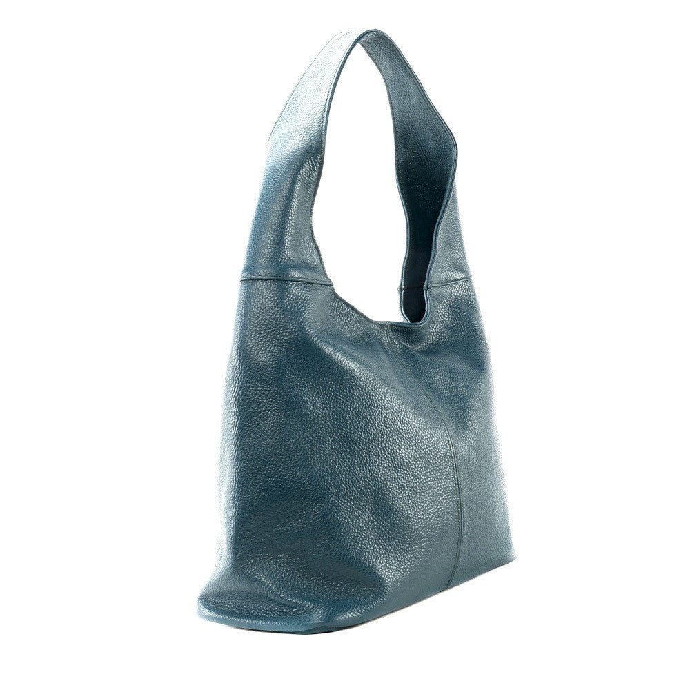 Sac HOBO en cuir grainé ELLEN Bleu vert canard