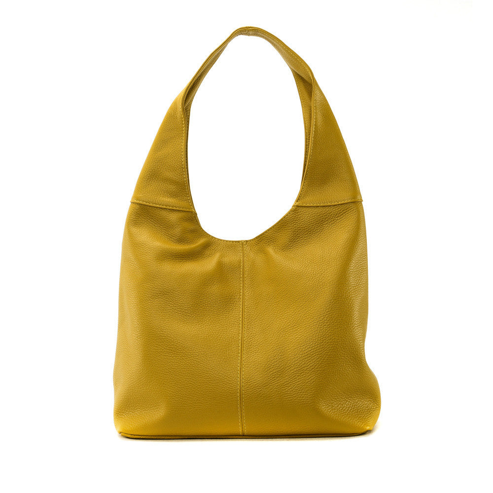 Sac HOBO en cuir grainé ELLEN Jaune Moutarde