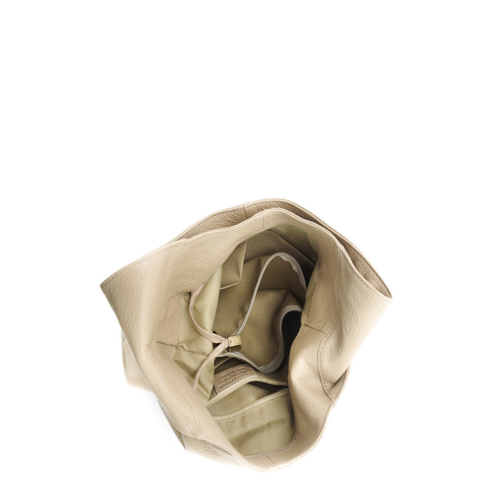 Sac HOBO en cuir grainé ELLEN Taupe clair