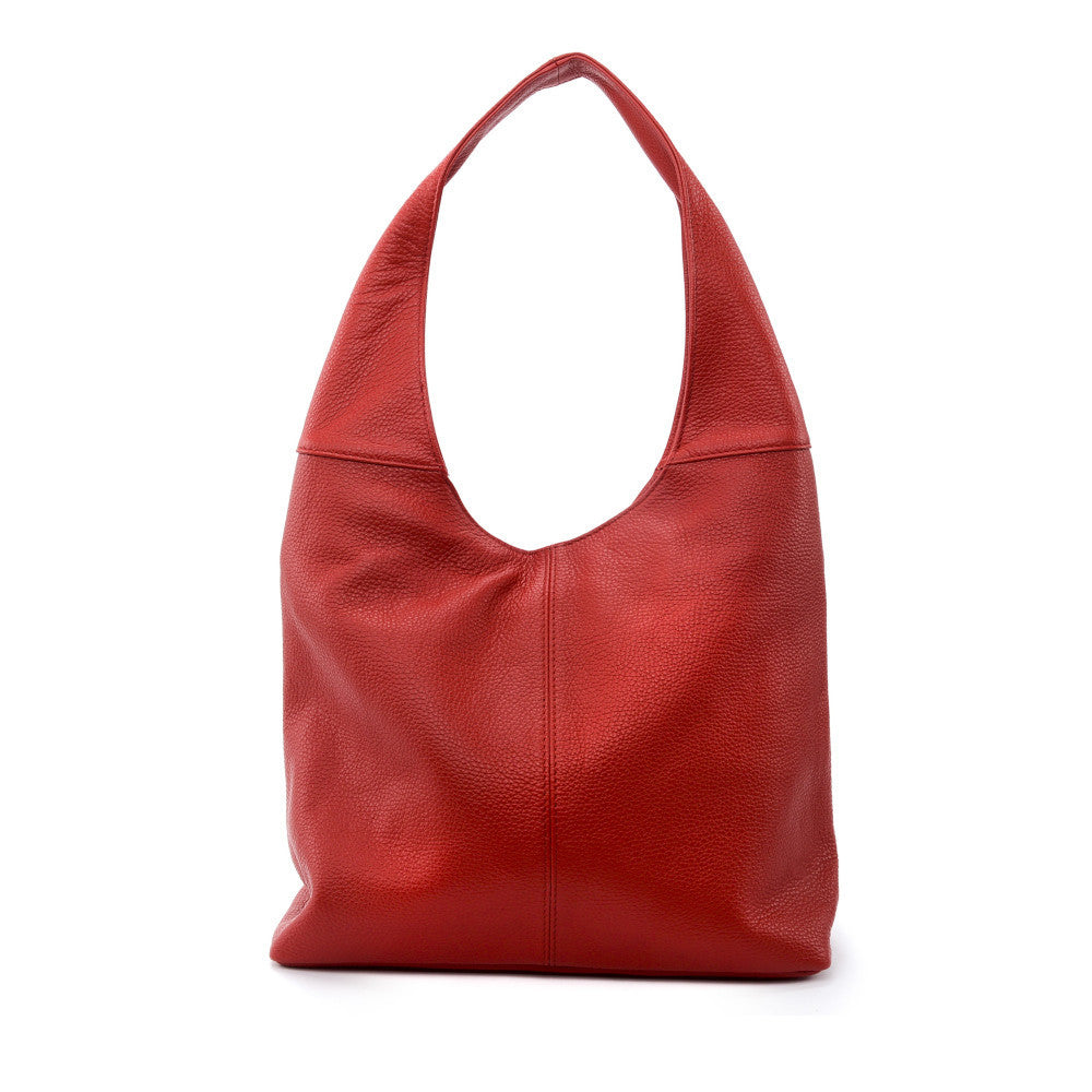 Sac HOBO en cuir grainé ELLEN Rouge garance