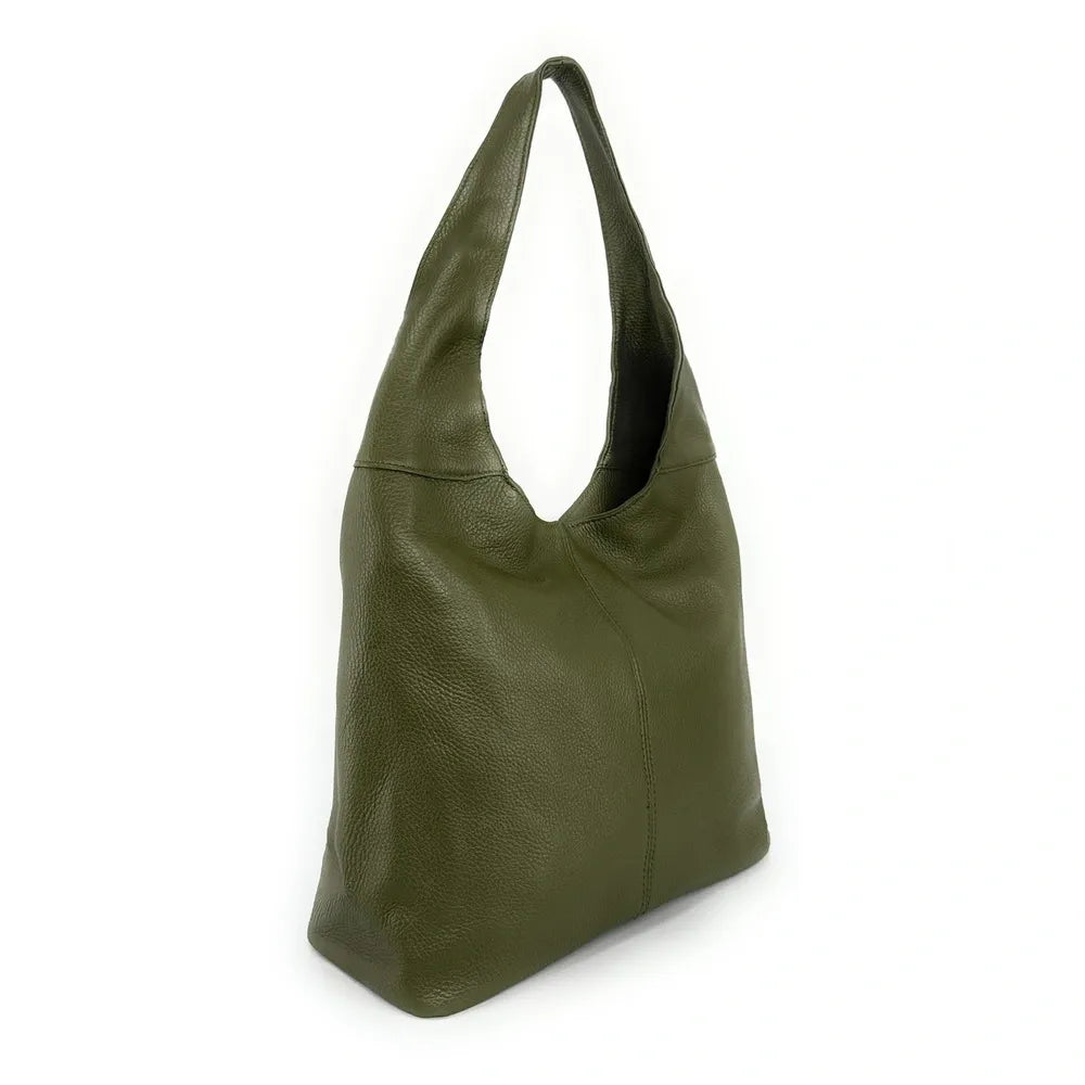 Sac HOBO en cuir grainé ELLEN Kaki