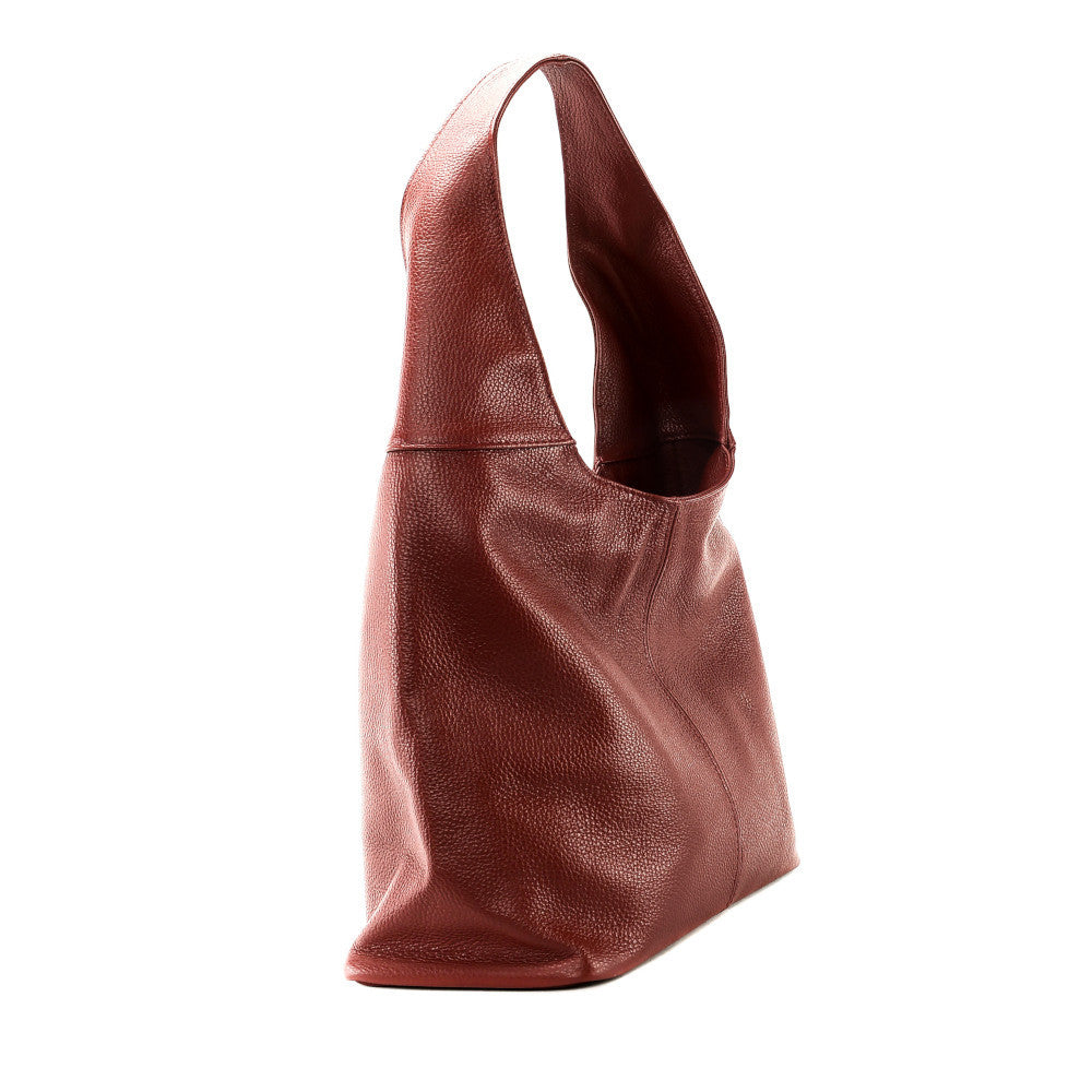Sac HOBO en cuir grainé ELLEN Rouge foncé