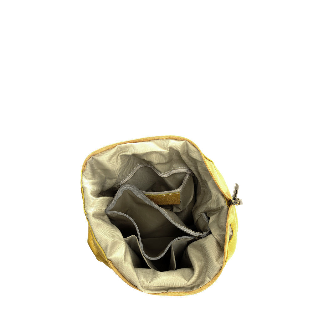 Sac HOBO en cuir grainé ELLEN Jaune Moutarde