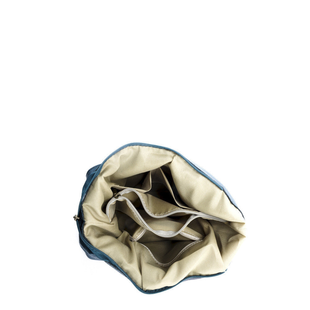 Sac HOBO en cuir grainé ELLEN Bleu vert canard