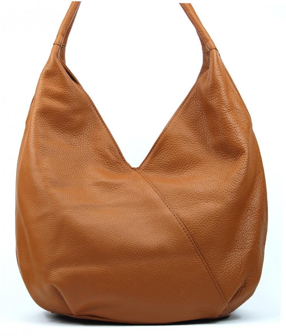 Sac HOBO en cuir grainé MANDALAY Cognac foncé