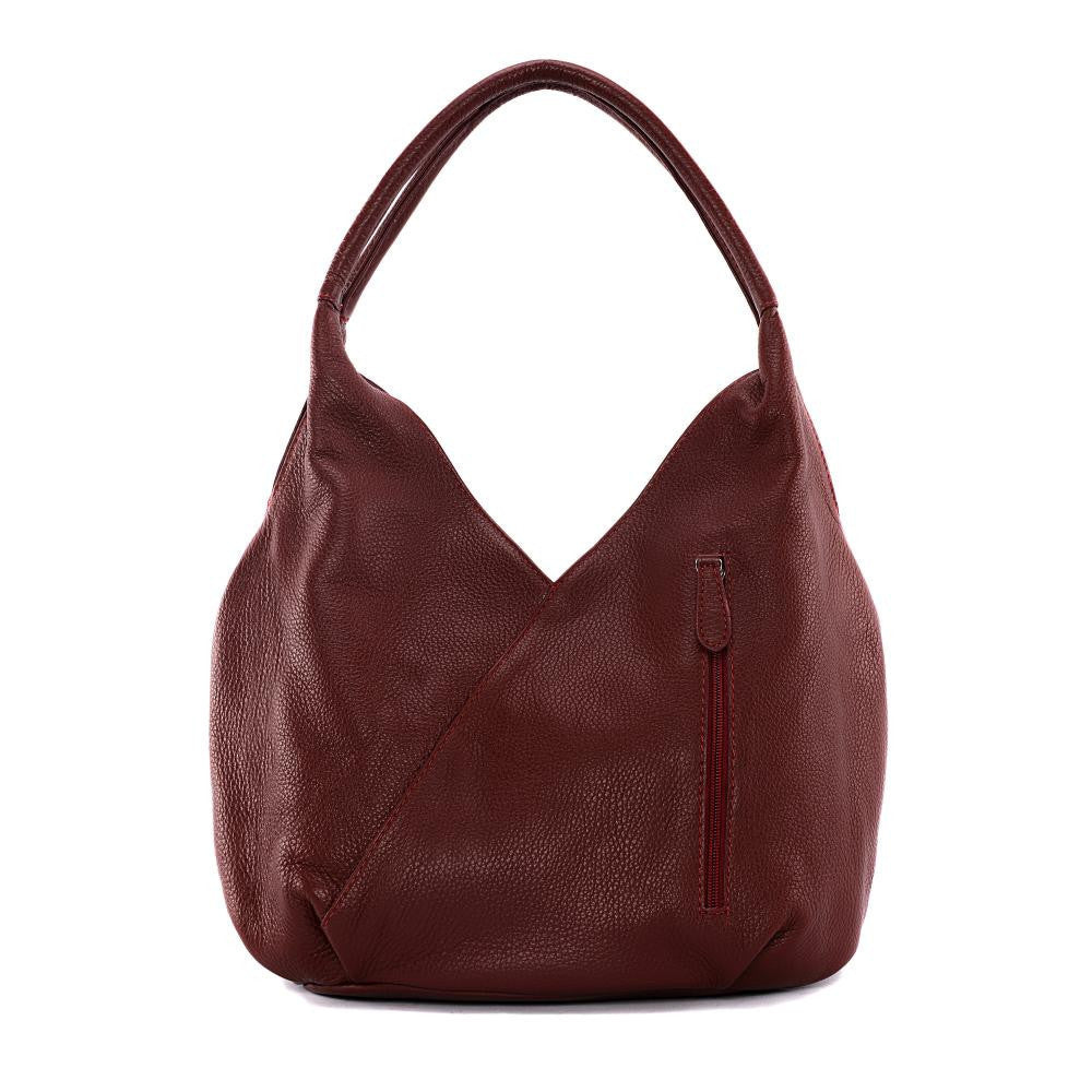 Sac HOBO en cuir grainé MANDALAY Rouge foncé