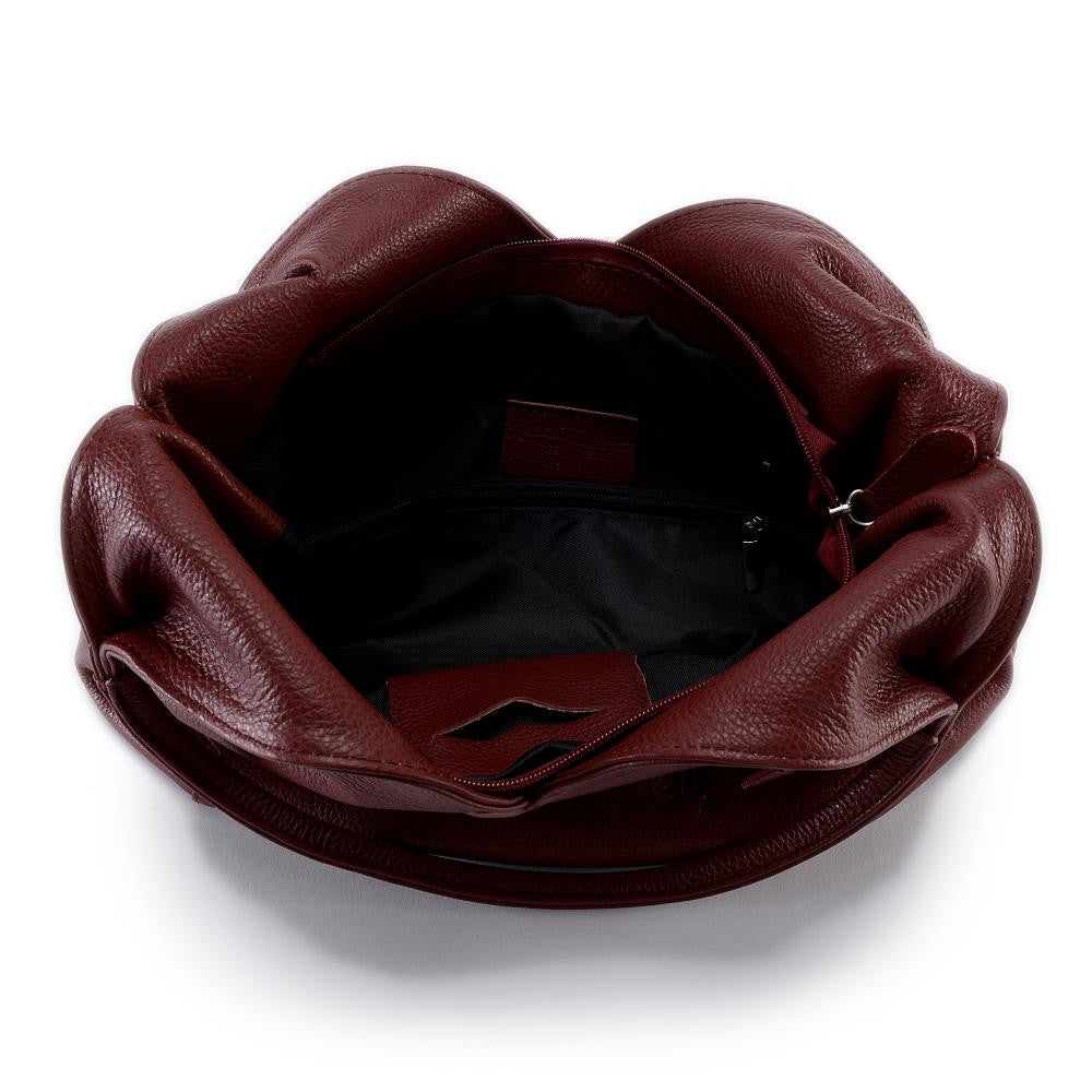 Sac HOBO en cuir grainé MANDALAY Rouge foncé