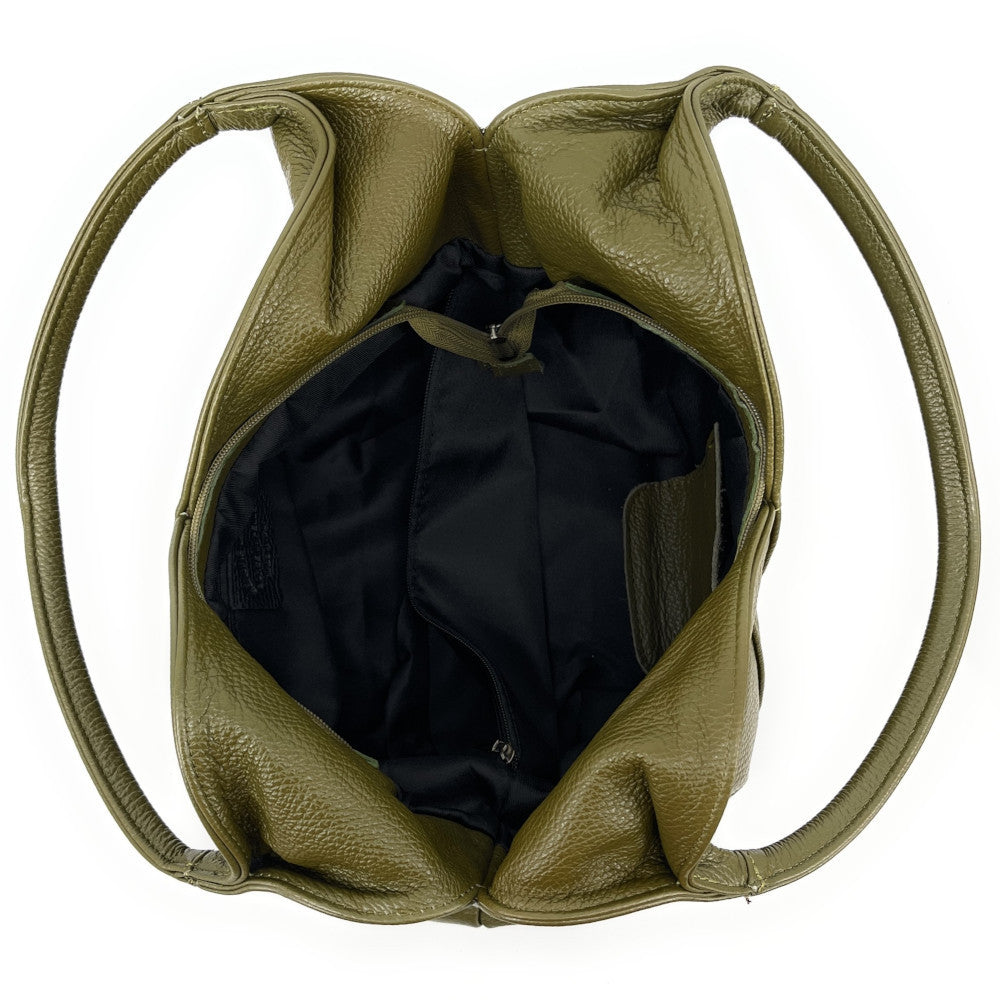 Sac HOBO en cuir grainé MANDALAY Kaki