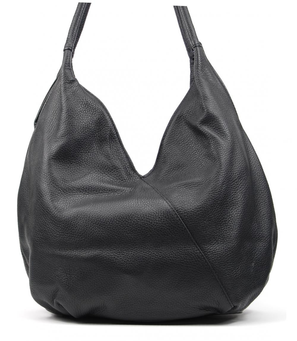 Sac HOBO en cuir grainé MANDALAY Noir