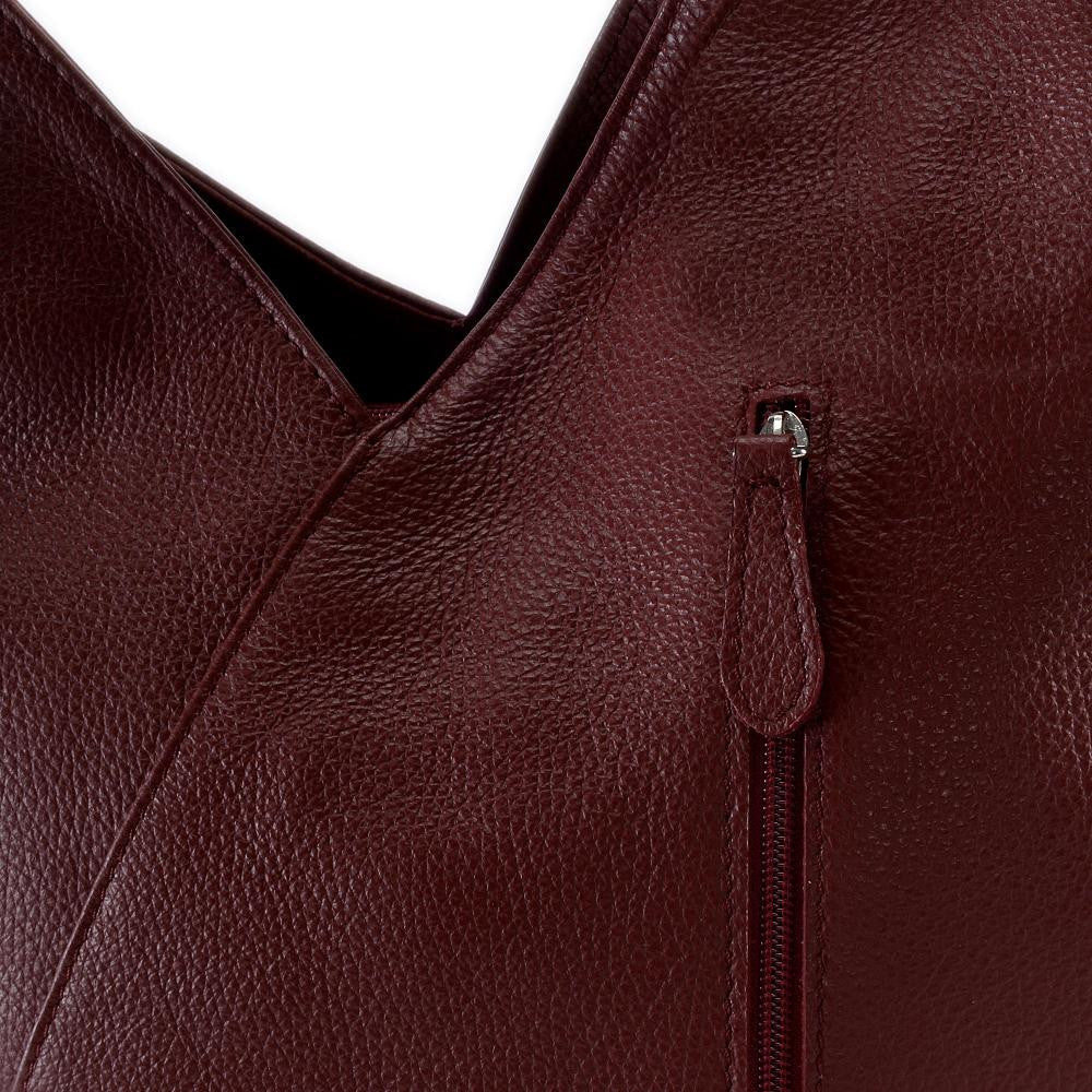 Sac HOBO en cuir grainé MANDALAY Rouge foncé