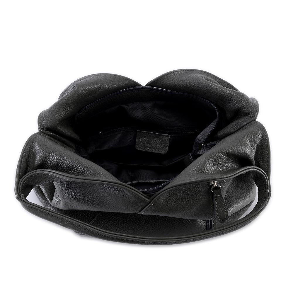 Sac HOBO en cuir grainé MANDALAY Gris foncé