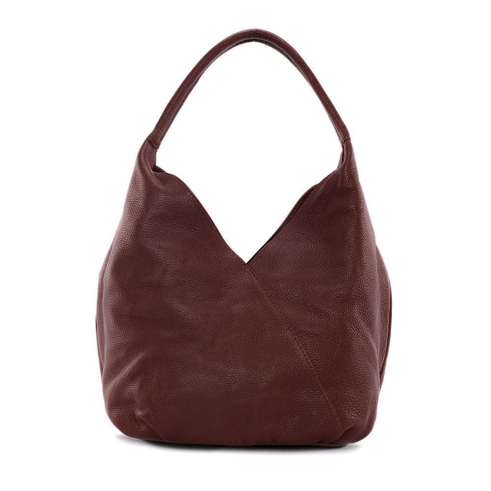Sac HOBO en cuir grainé MANDALAY Rouge foncé