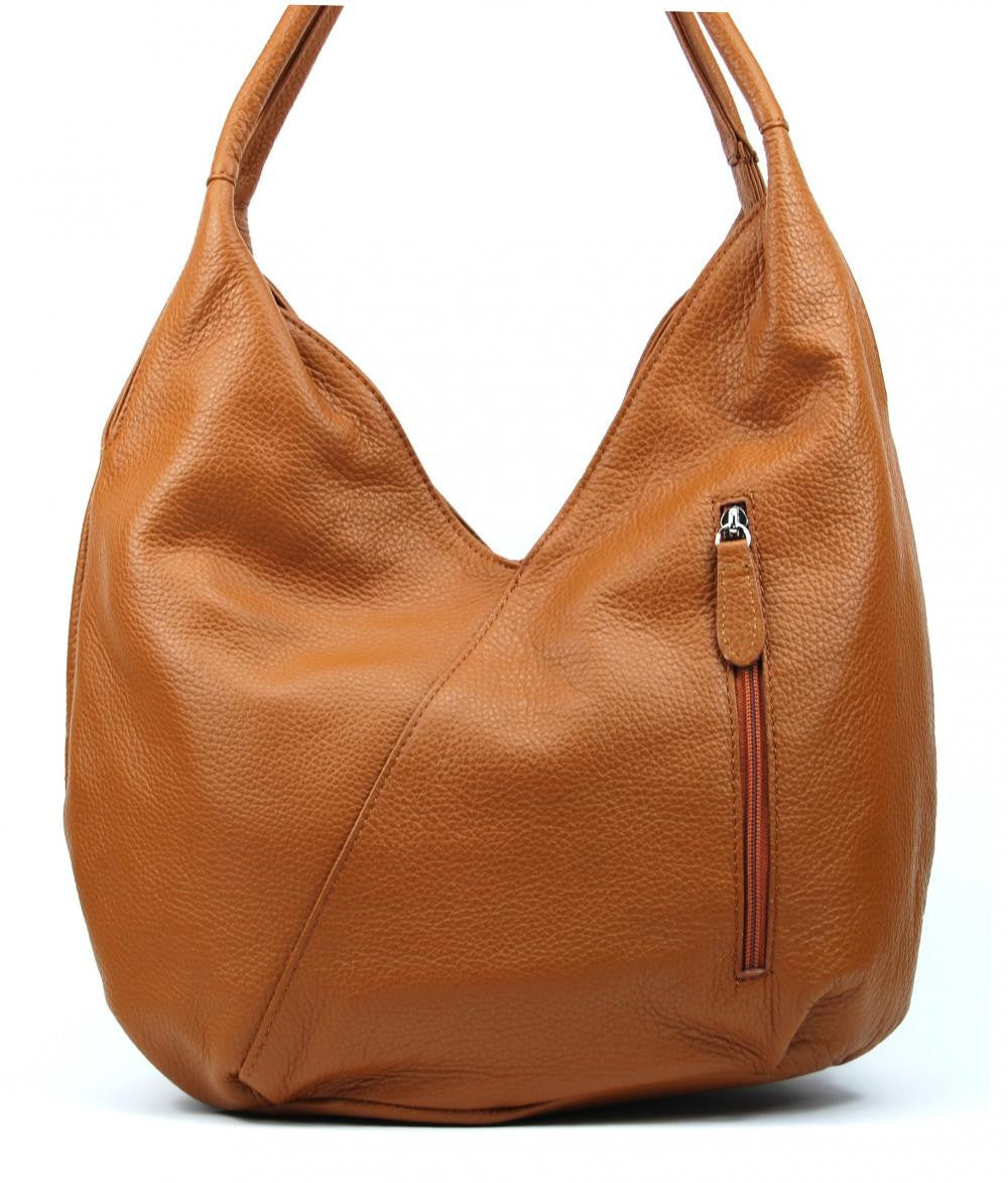 Sac HOBO en cuir grainé MANDALAY Cognac foncé
